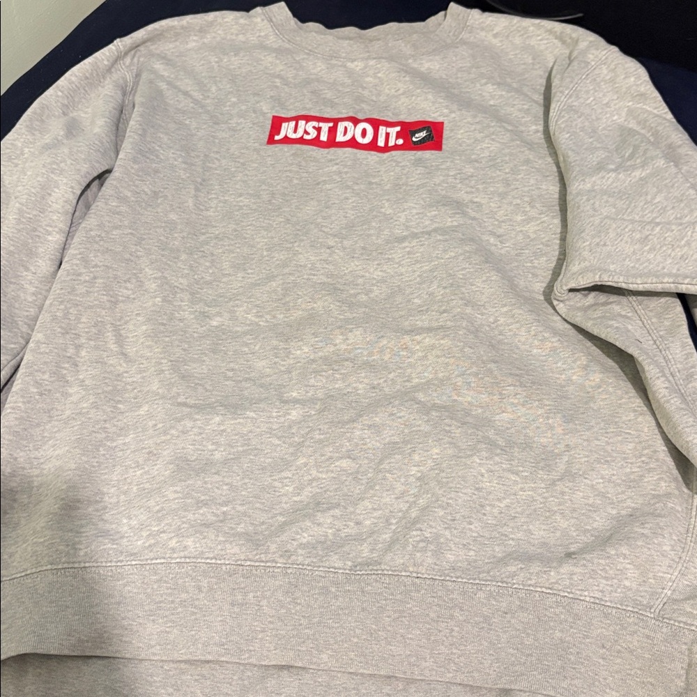 Nike Heather Gray Crewneck with Red Graphic